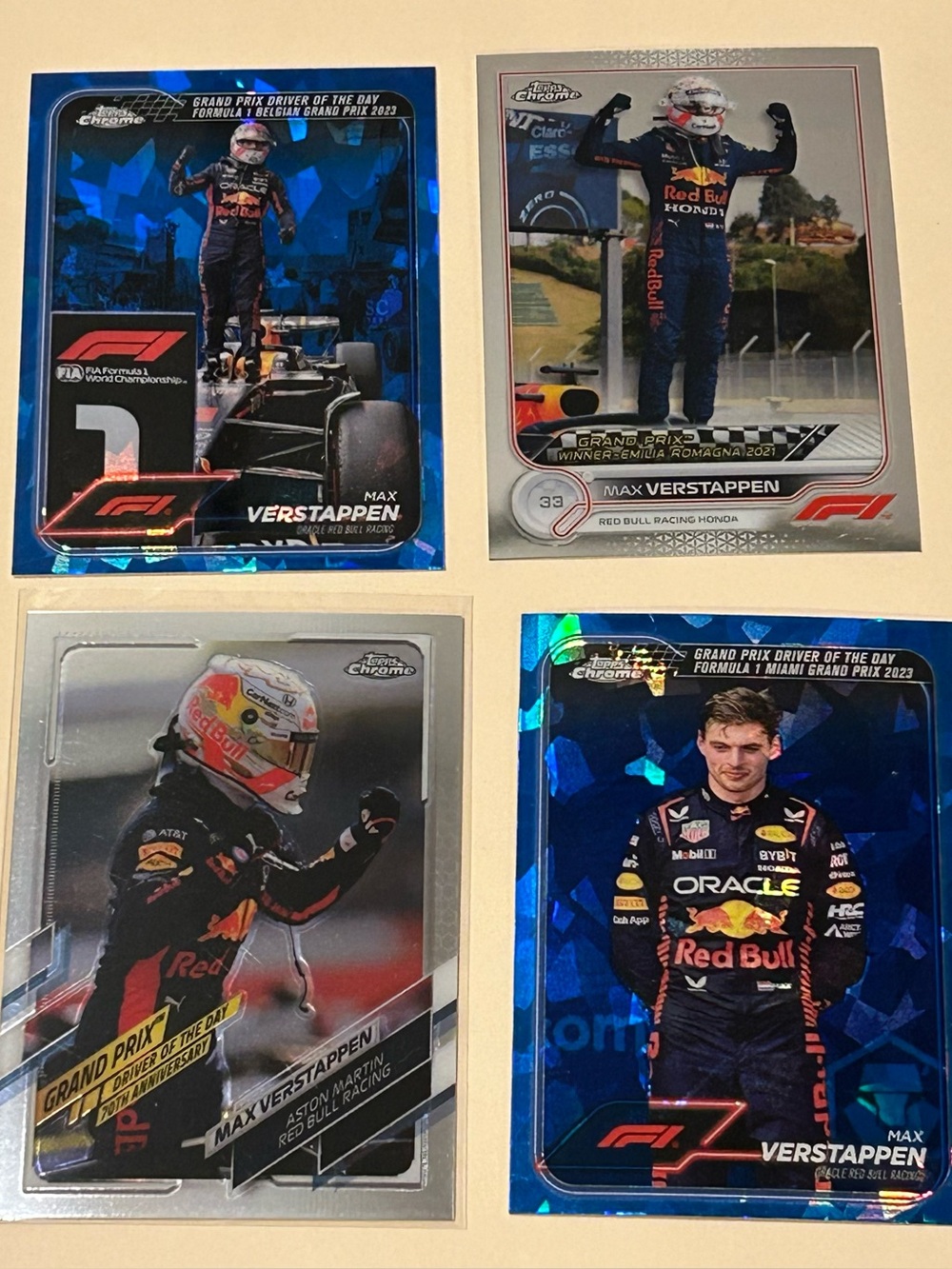Max Verstappen Red Bull Racing Blue Holographic Trading Card - Formula 1